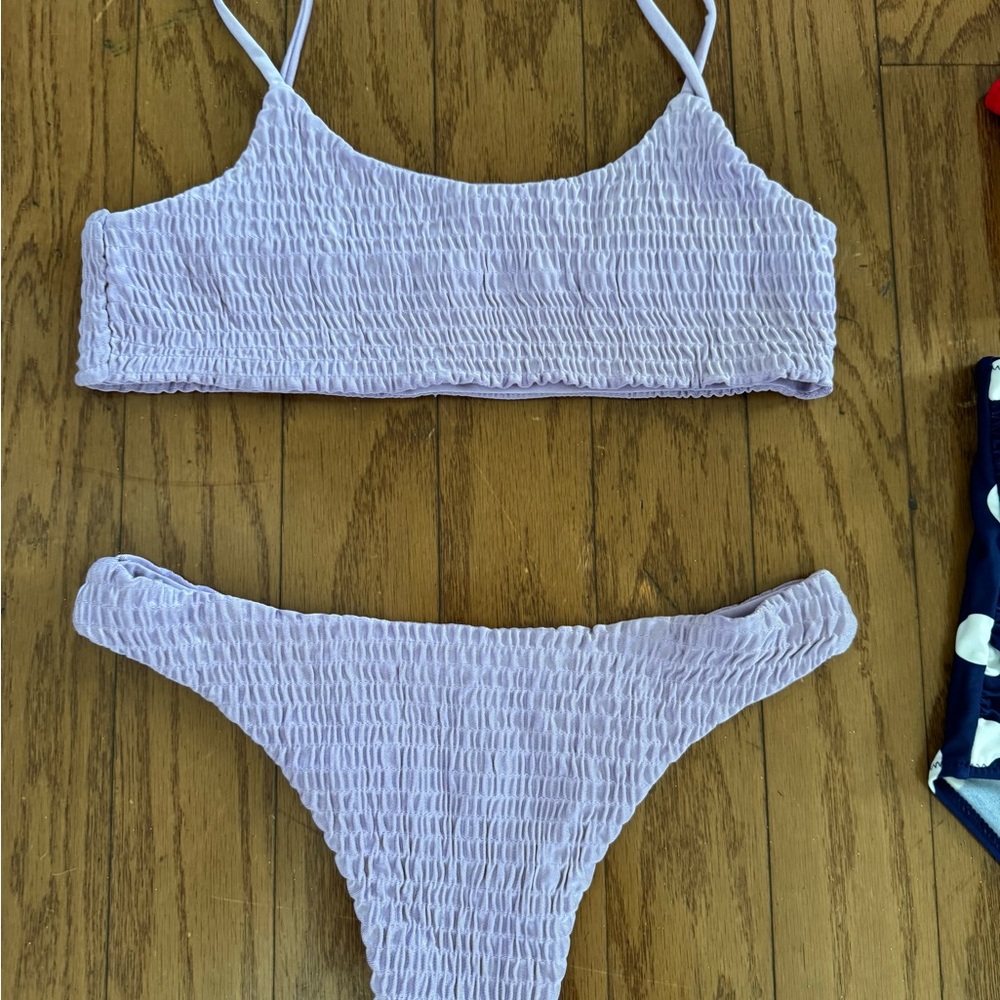 Lavender Textured Bikini Set - Picture 2 of 2